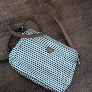 Vintage Fossil Striped Black & White Crossbody Bag